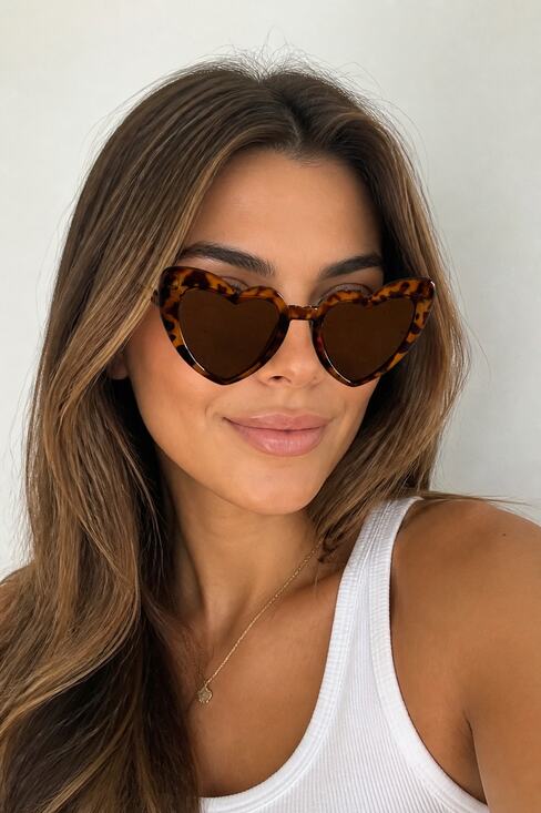 Unbranded Accessories - Heart Shaped Tortoise Shell Sunglasses Brown Lenses